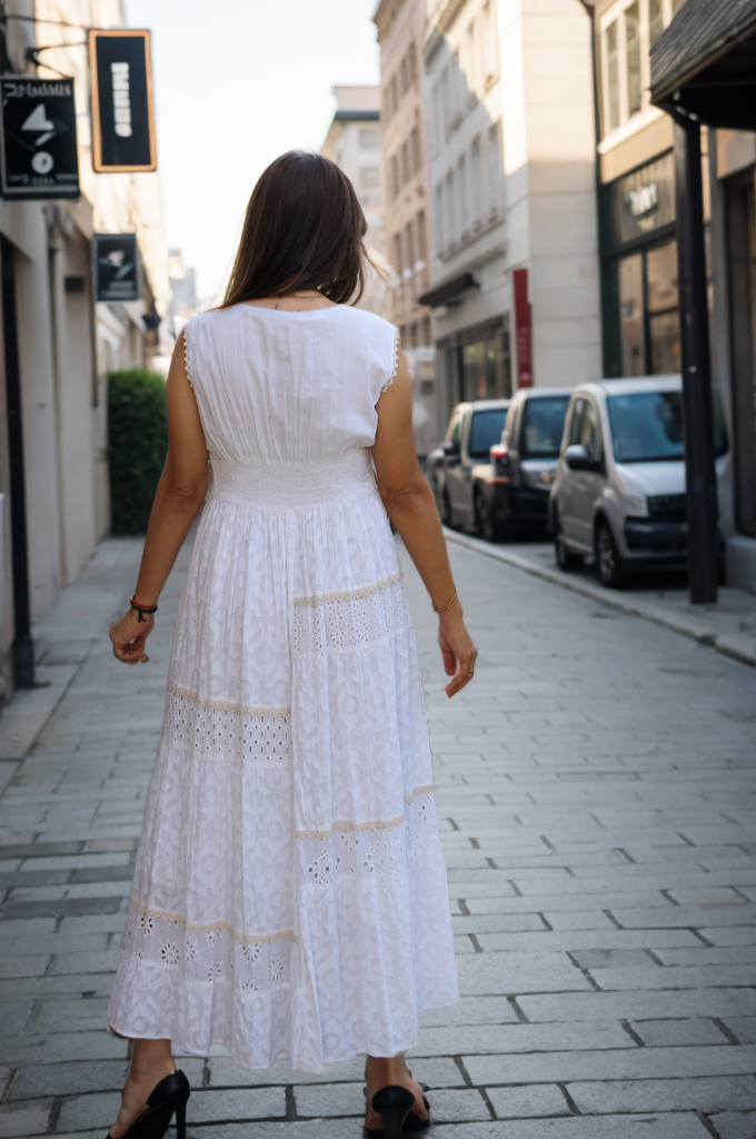 WHITE COTTON LONG DRESS