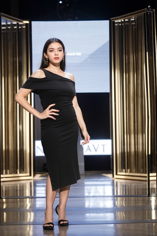 BLACK ONE SHOULDER DRESS NC 10