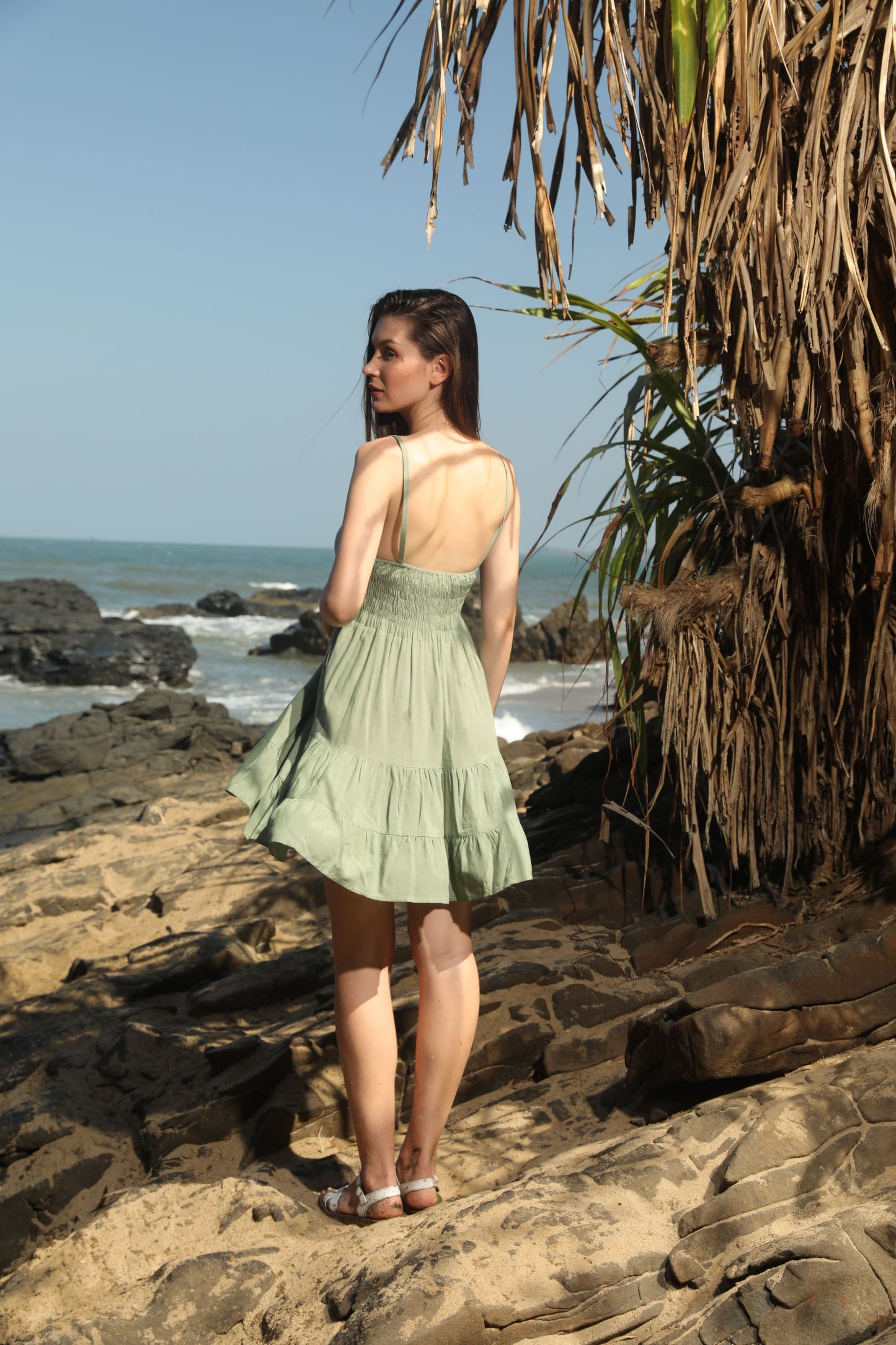 GREEN CAMISOLE DRESS
