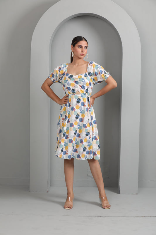 GEOMETRIC PRINT SKATER DRESS