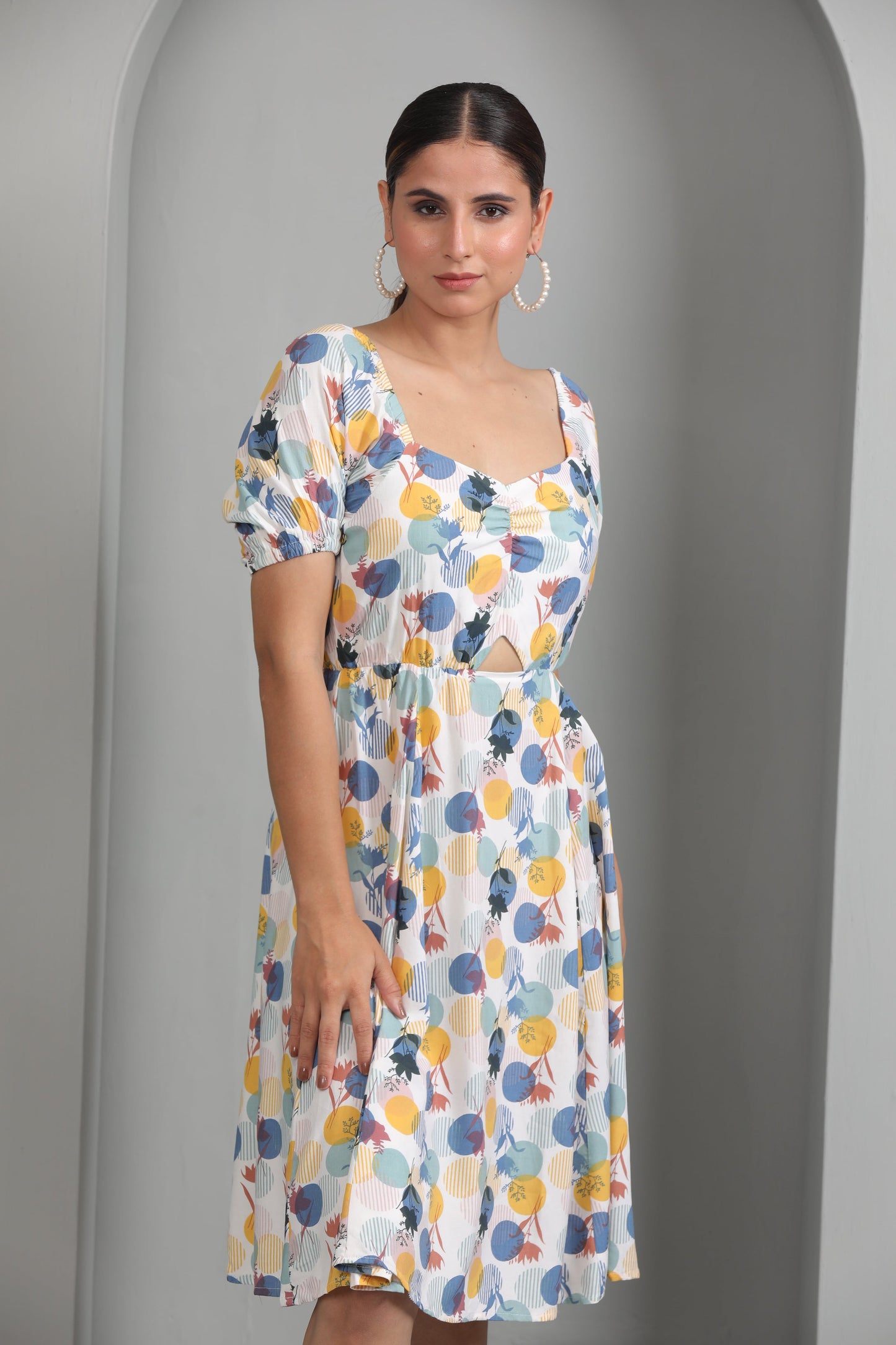 GEOMETRIC PRINT SKATER DRESS