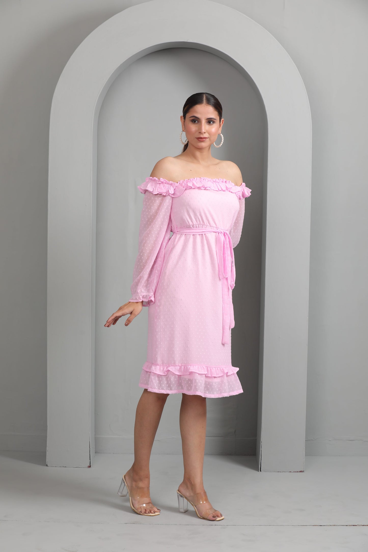 PINK OFF SHOULDER DRESS