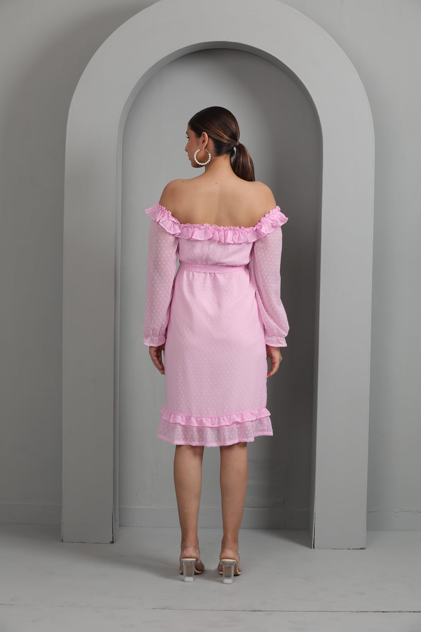 PINK OFF SHOULDER DRESS