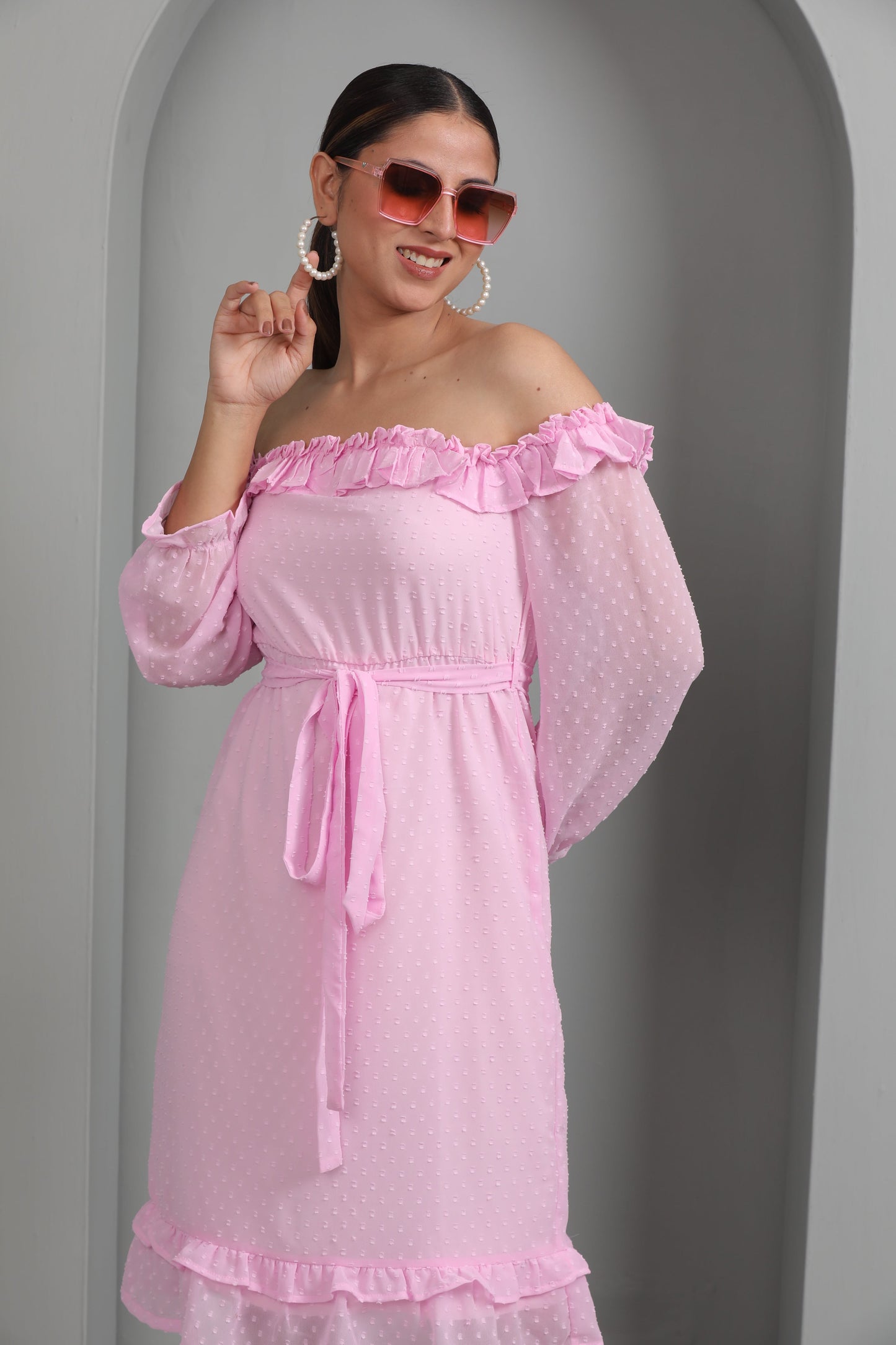 PINK OFF SHOULDER DRESS