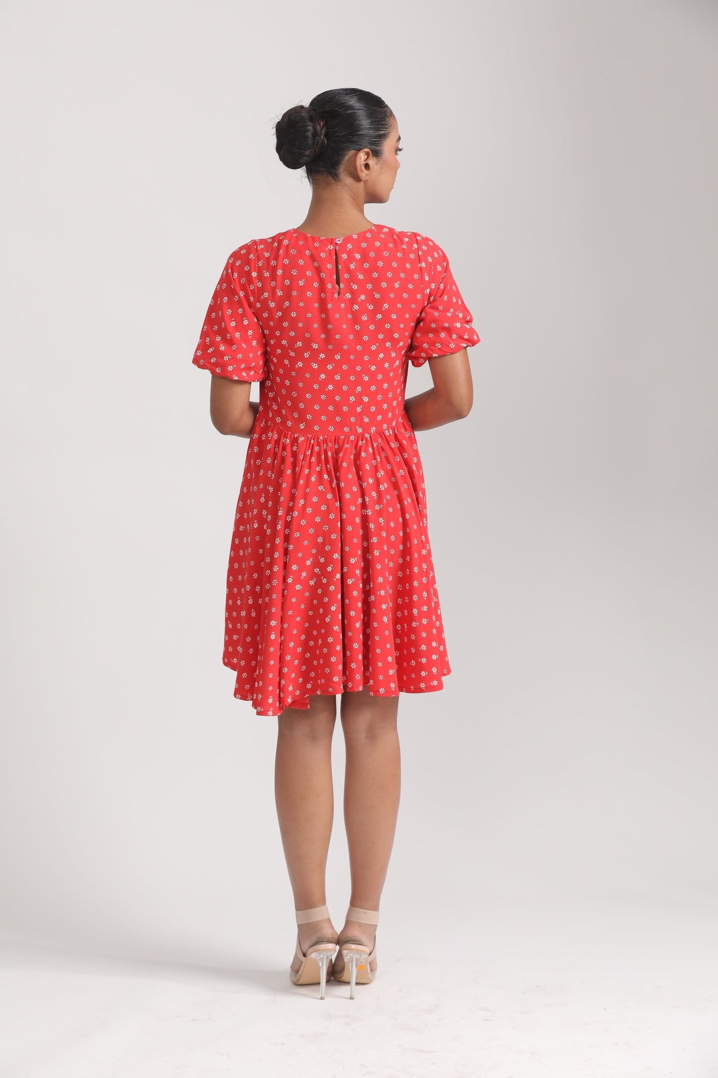RED AND WHITE FLORAL DRESS