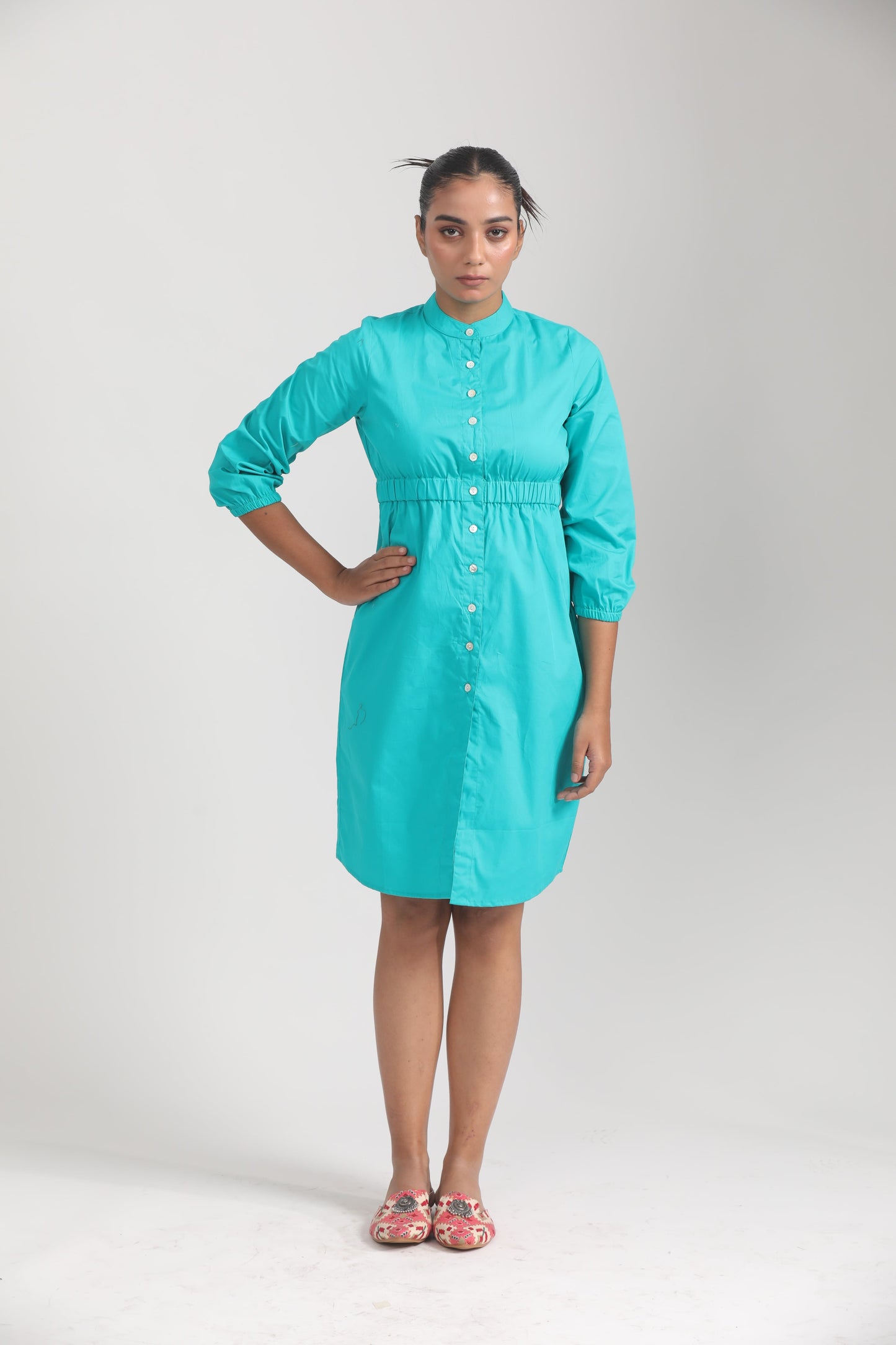 ROUND COLLAR SHIRT DRESS