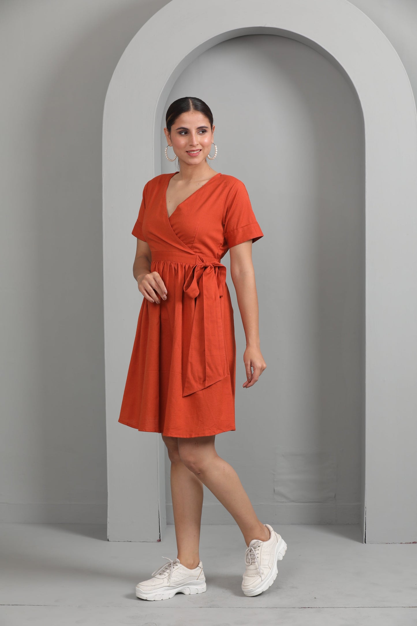 SIDE KNOT RUST DRESS