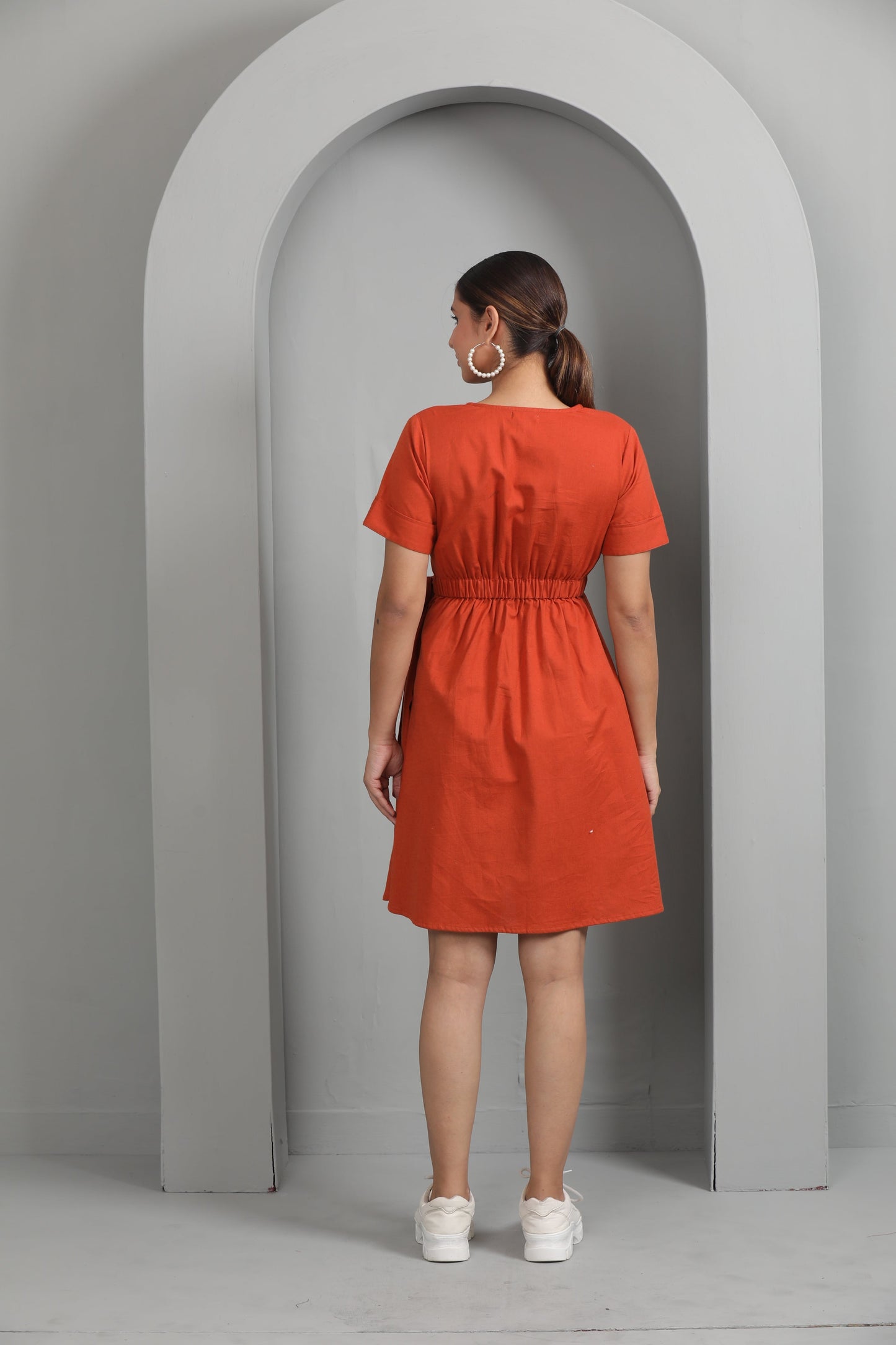SIDE KNOT RUST DRESS
