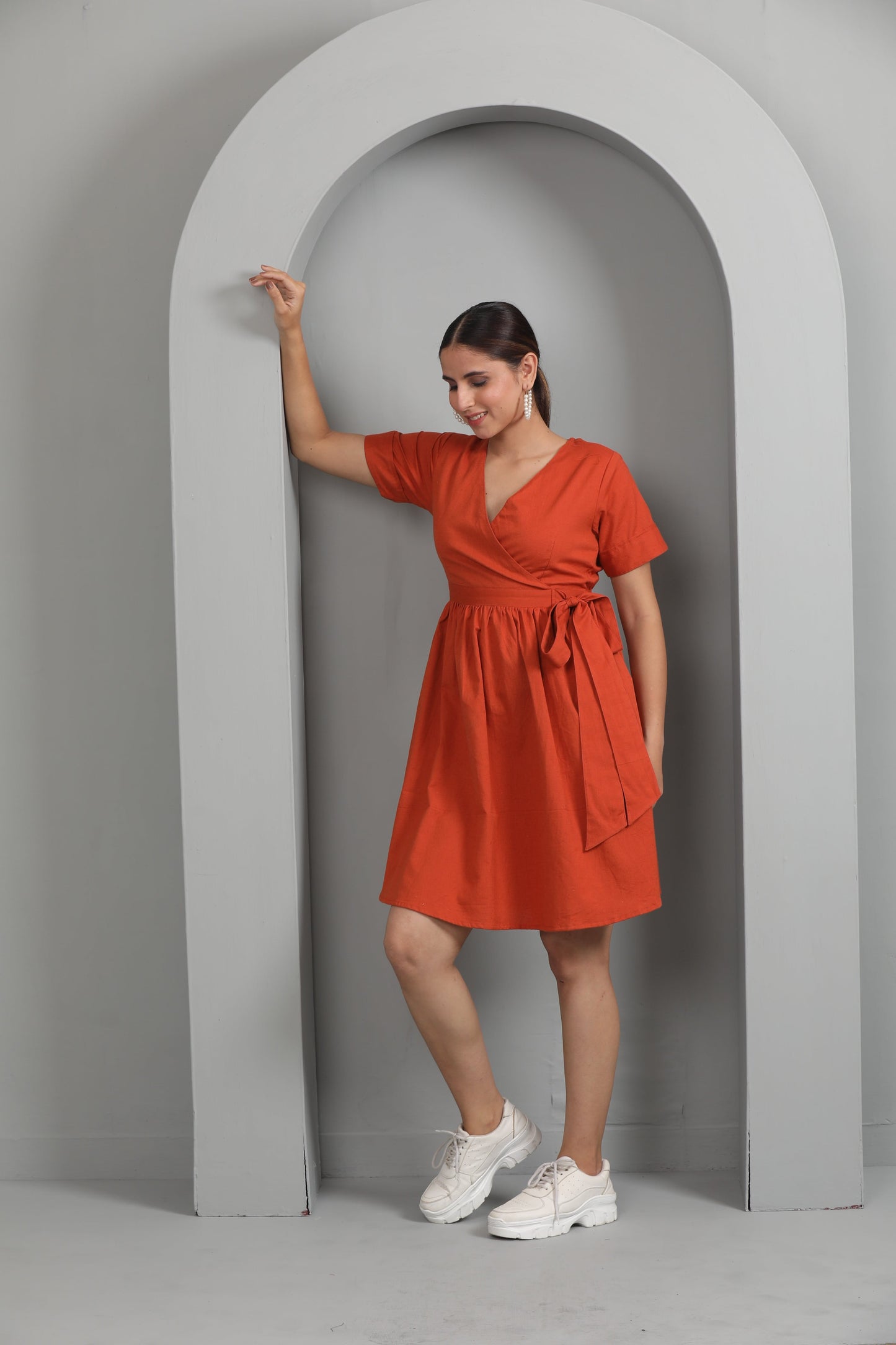SIDE KNOT RUST DRESS