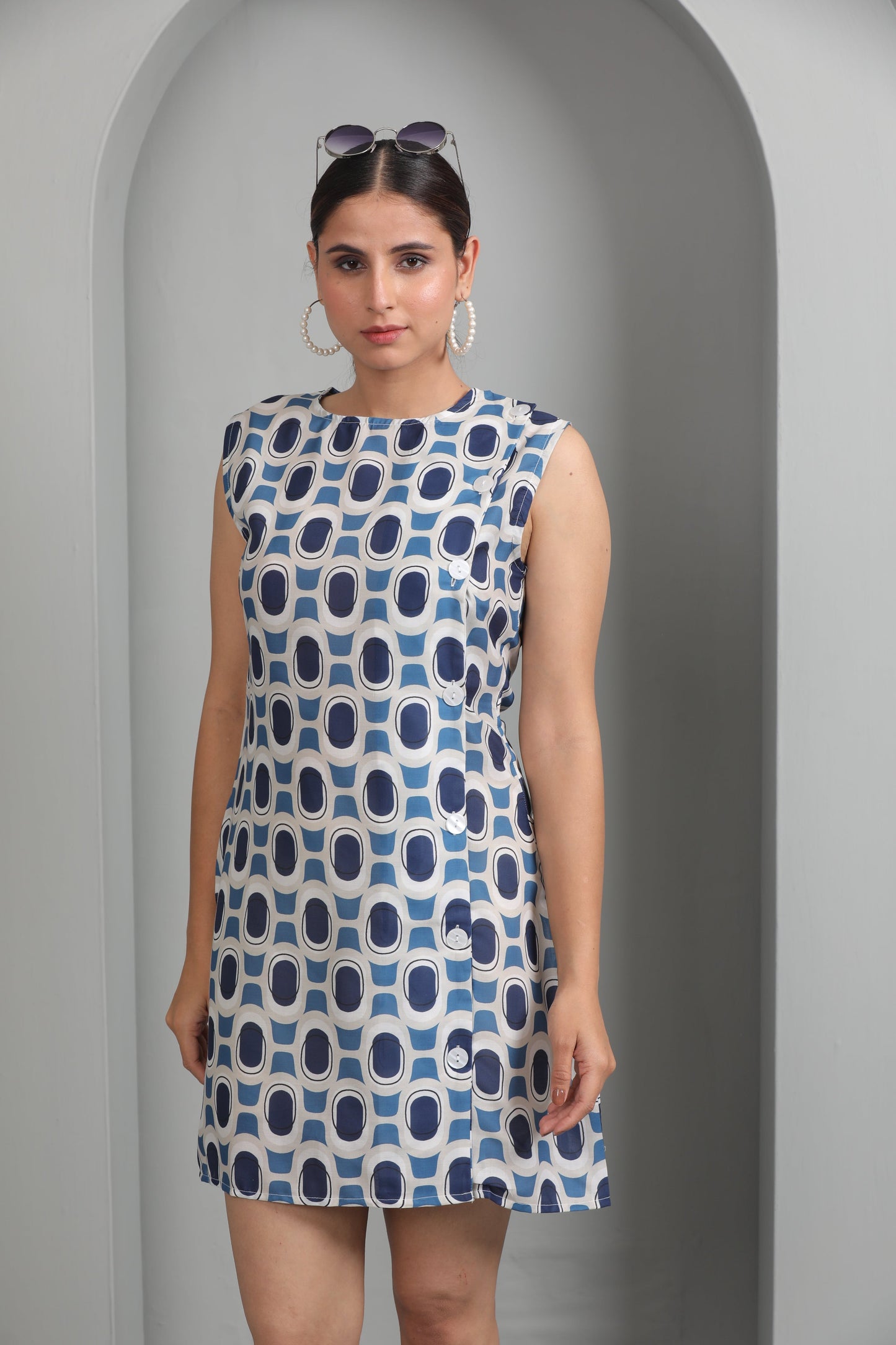 SIDE BUTTON COTTON DRESS