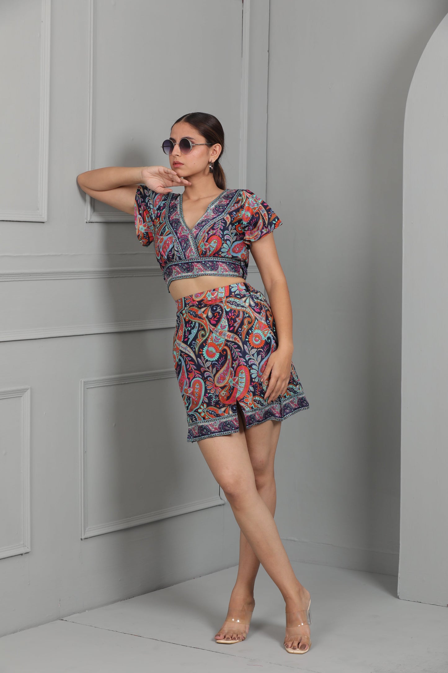 PAISLEY PRINTED SKIRT TOP COORD SET