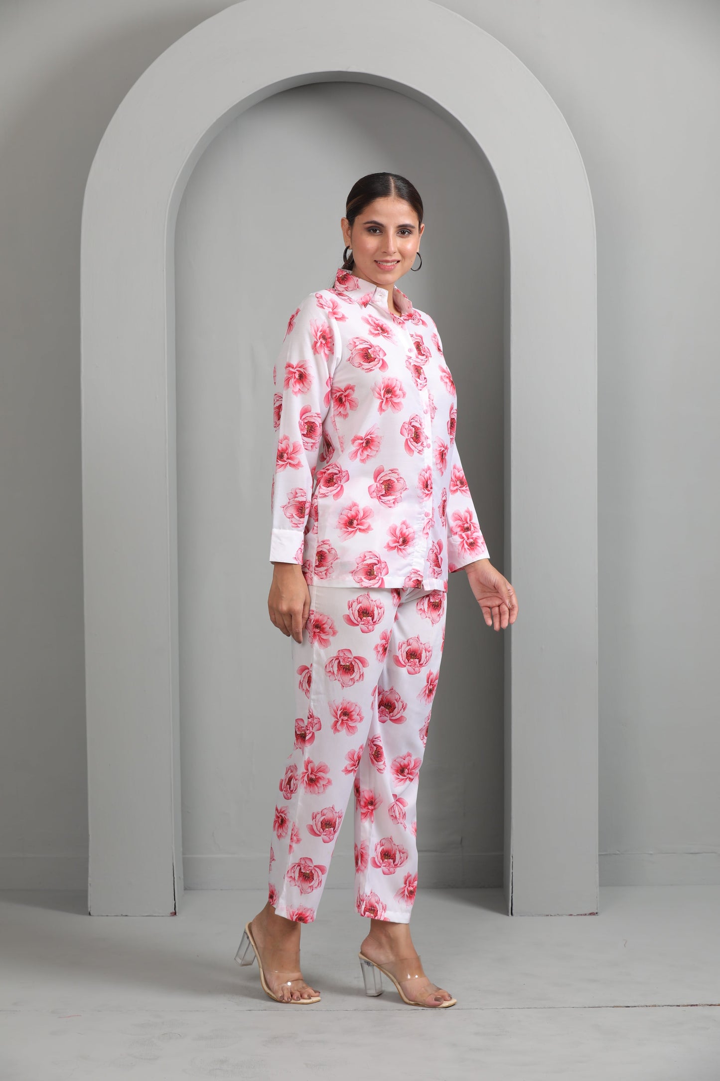 PINK FLORAL MUSLIN CO ORD SET