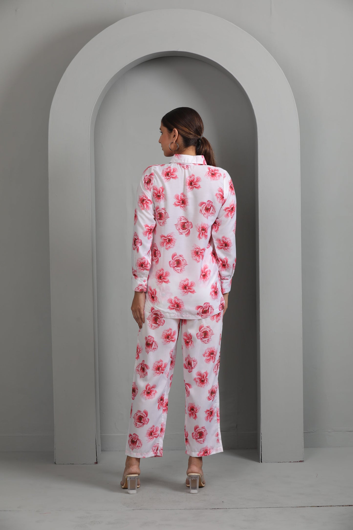 PINK FLORAL MUSLIN CO ORD SET