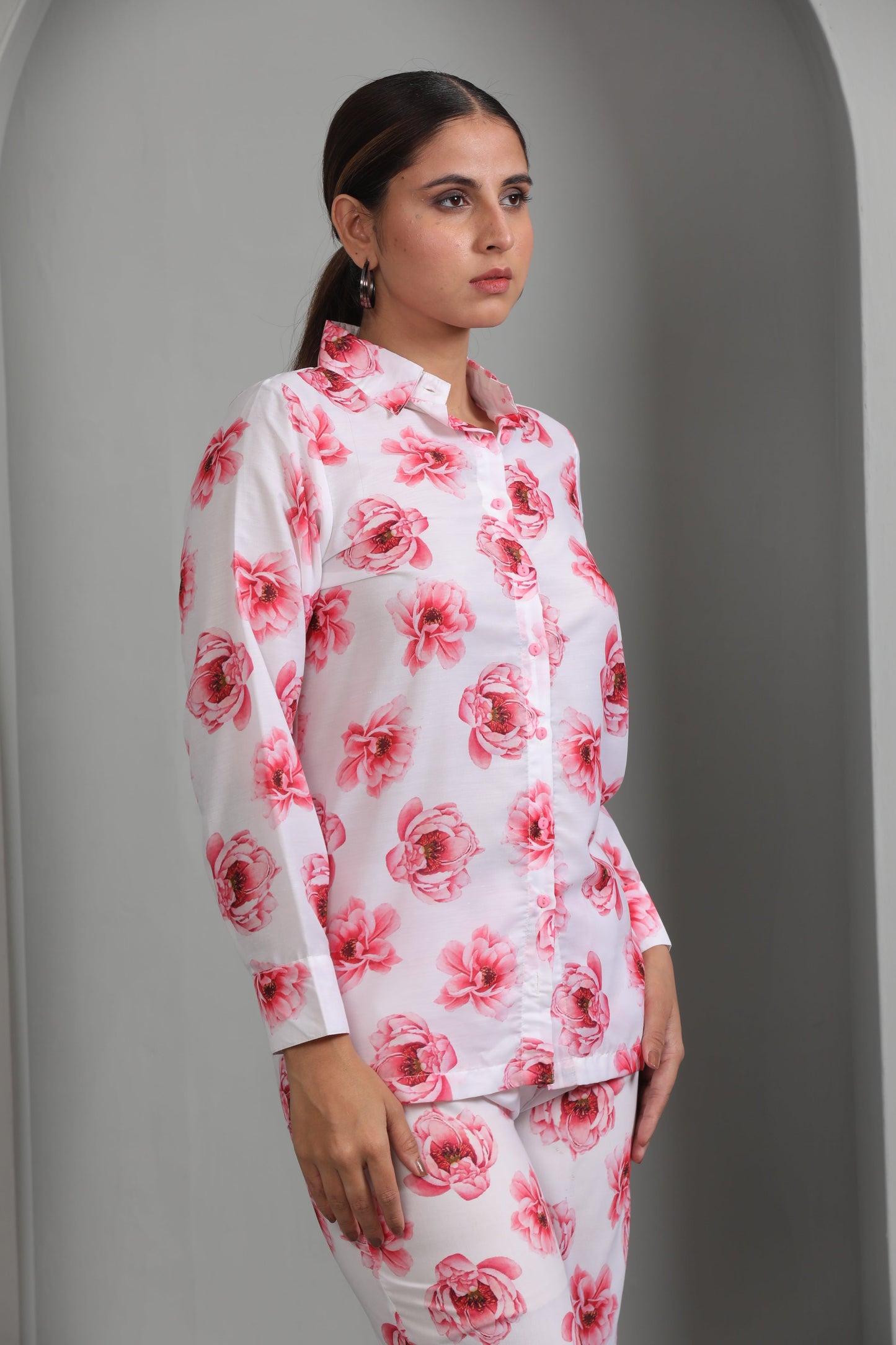 PINK FLORAL MUSLIN CO ORD SET