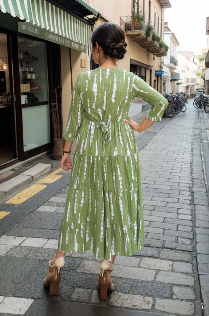 GREEN MIRROR WORK GOWN