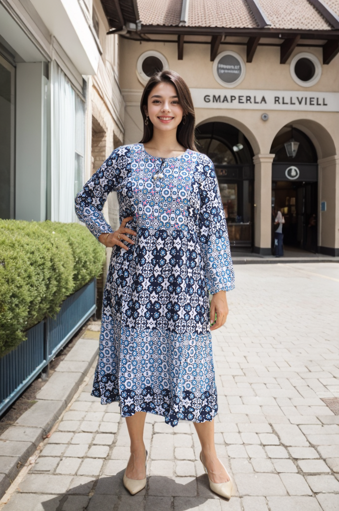 COTTON BLUE PRINTED DRESS SD 425