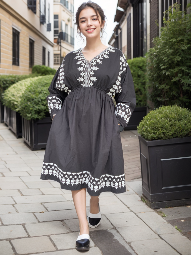 BLACK EMB SHORT DRESS