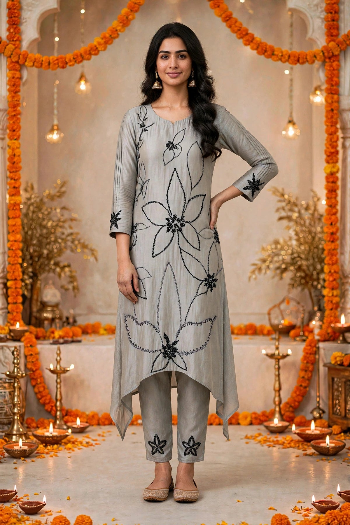 Grey Emb Co-ord FAC 5