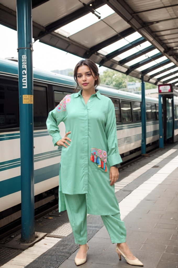 LIGHT GREEN EMB CO ORD