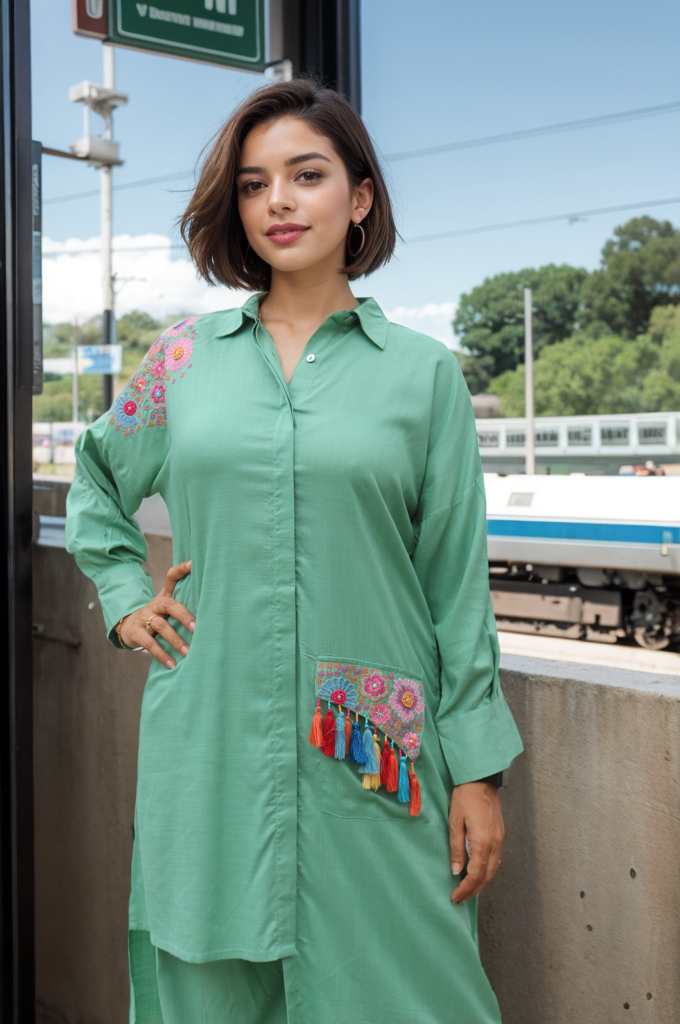 LIGHT GREEN EMB CO ORD