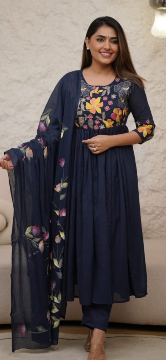 BLUE FLORAL SUIT KH33