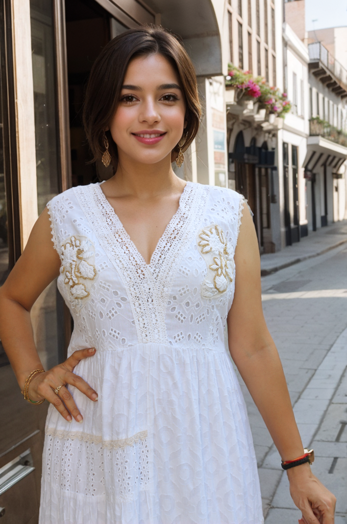 WHITE COTTON LONG DRESS