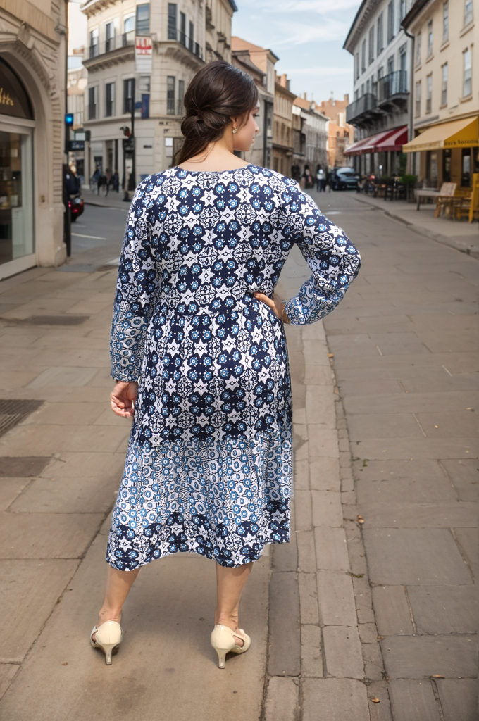 COTTON BLUE PRINTED DRESS SD 425