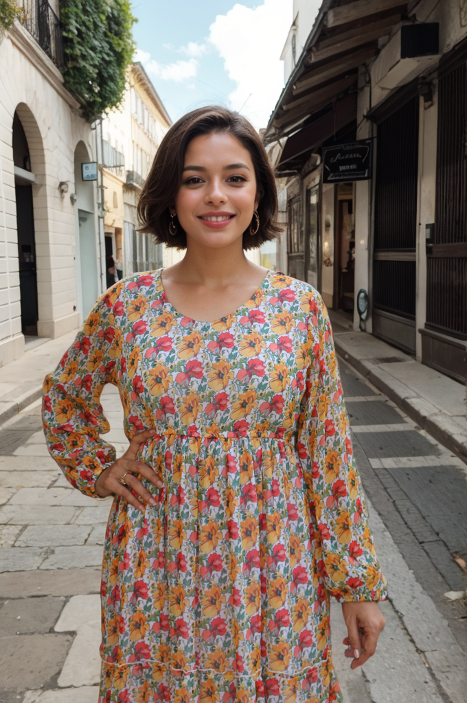 ORANGE YELLOW FLORAL GOWN