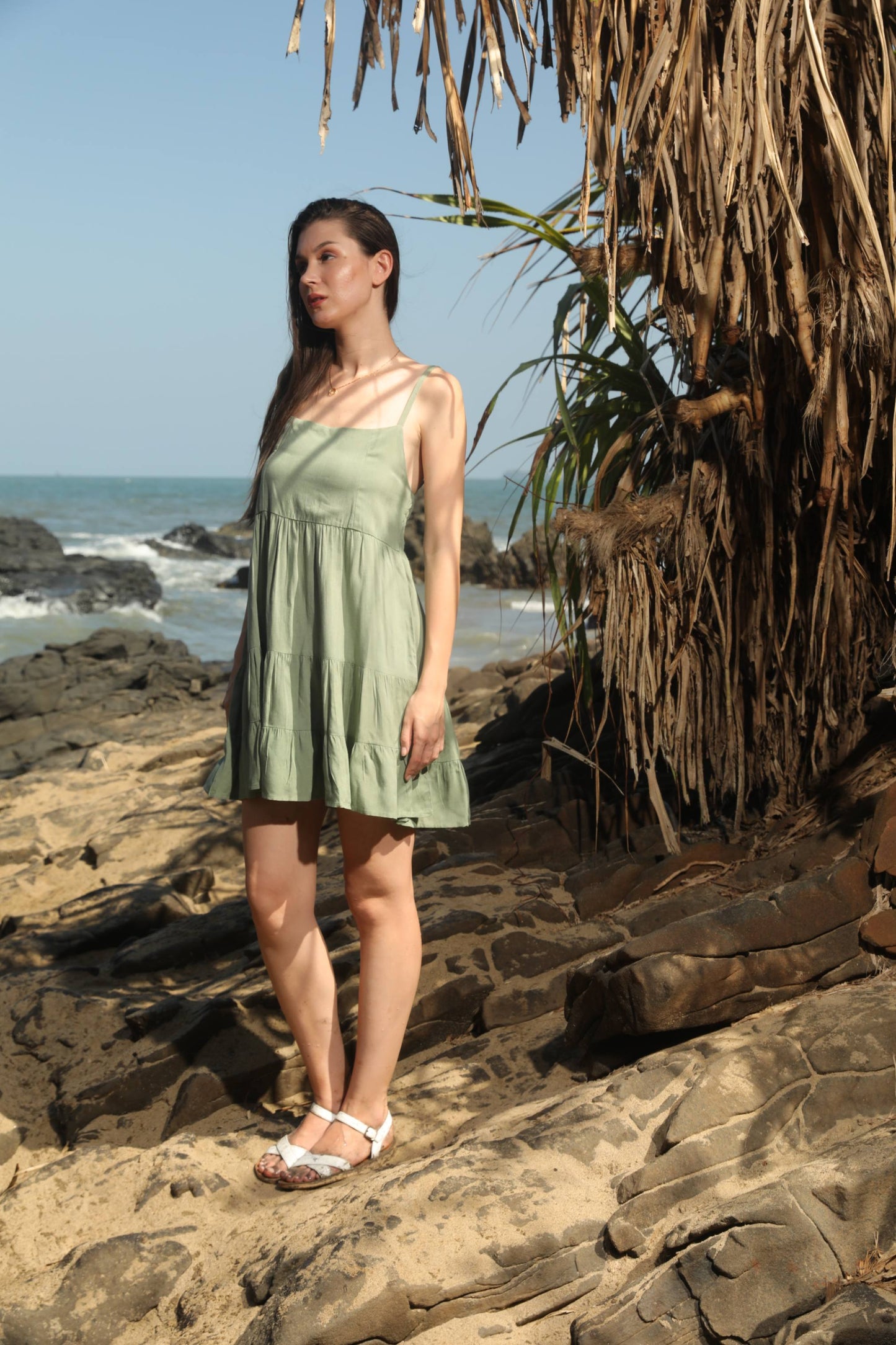 GREEN CAMISOLE DRESS