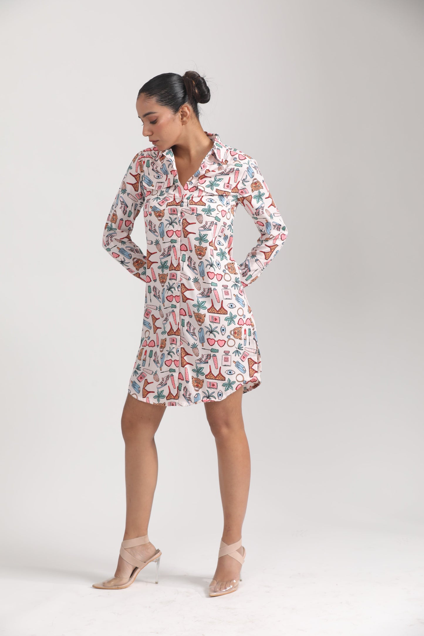 MULTICOLOURED BEACH SHIRT DRESS