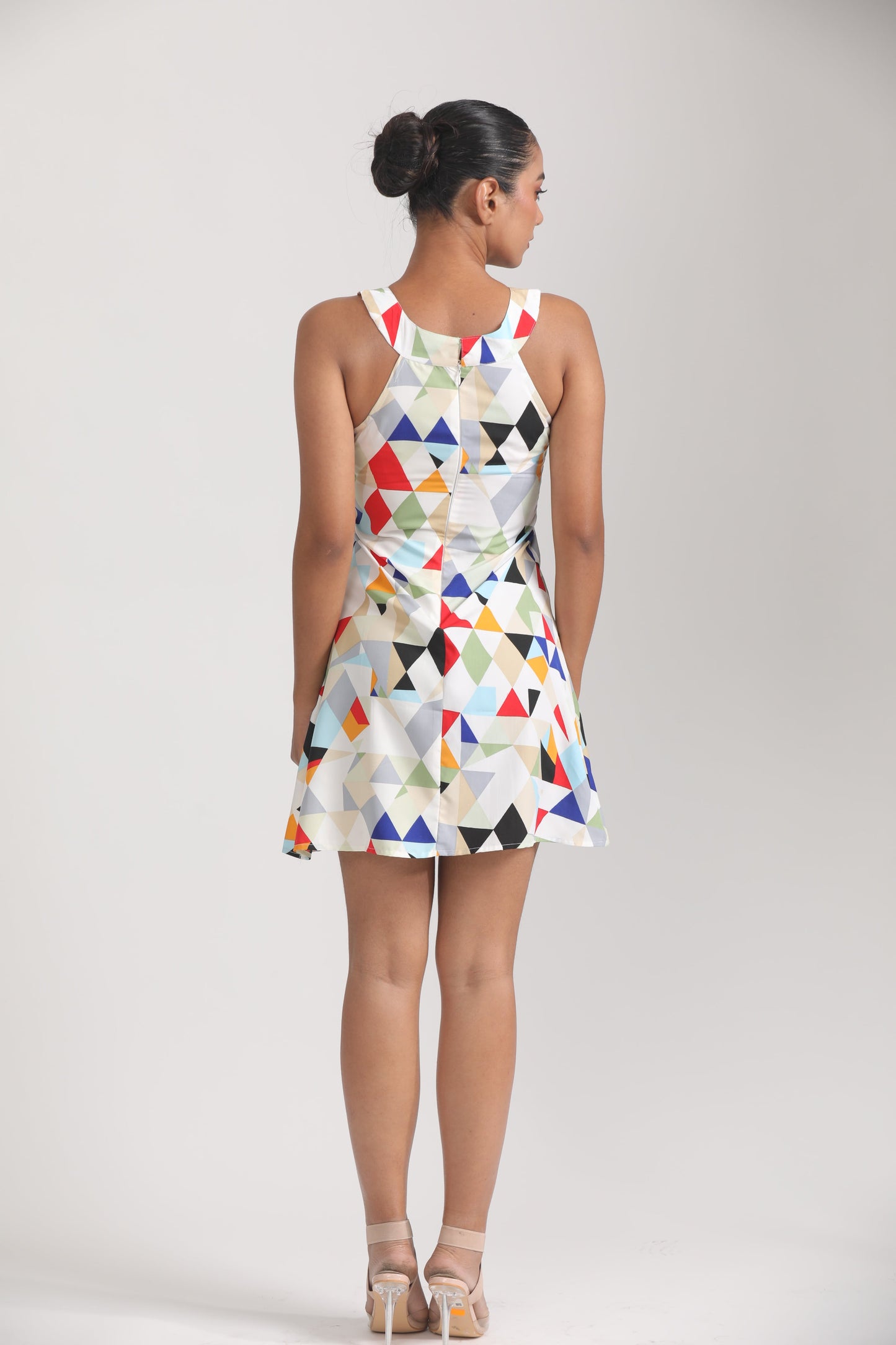 MULTI COLOURED GEOMETRIC PRINT DRESS