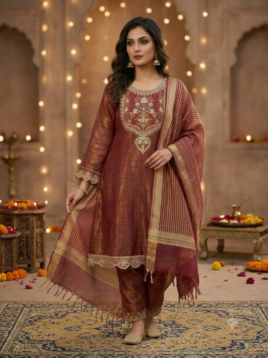Maroon Shimmer Suit TAC 19