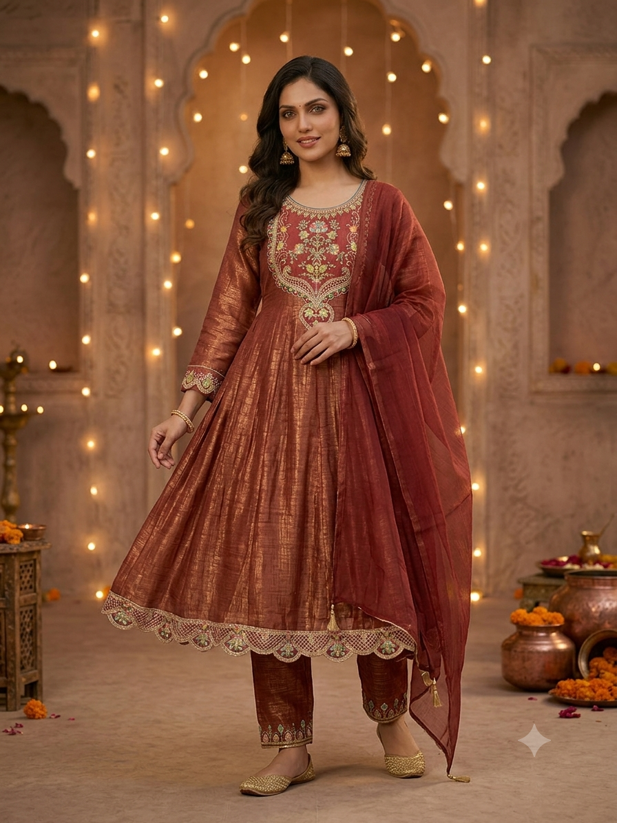 Maroon Shimmer Suit TAC 19
