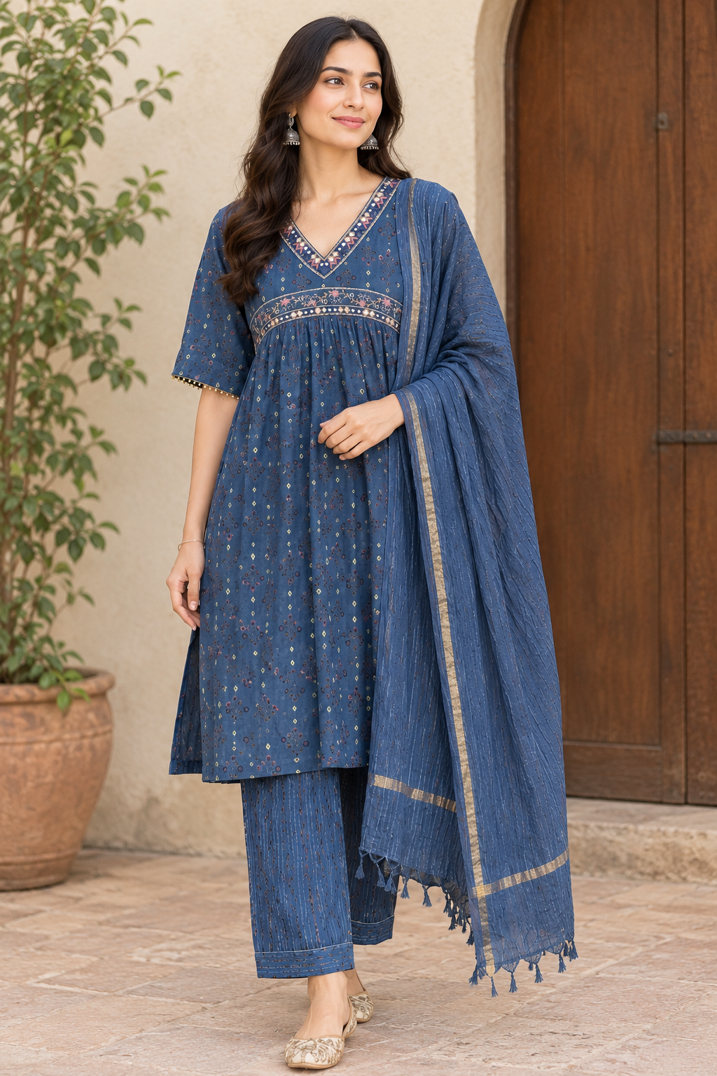 Blue Mirror Work Suit SD 45