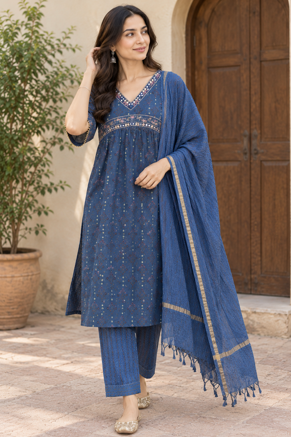 Blue Mirror Work Suit SD 45