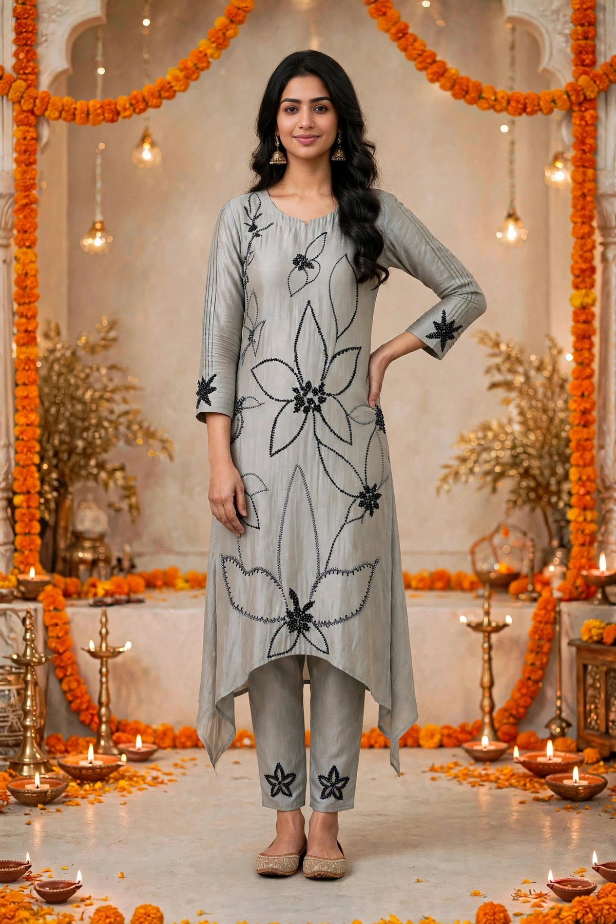 Grey Emb Co-ord FAC 5