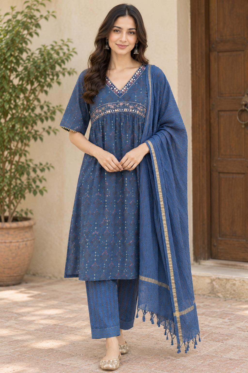 Blue Mirror Work Suit SD 45
