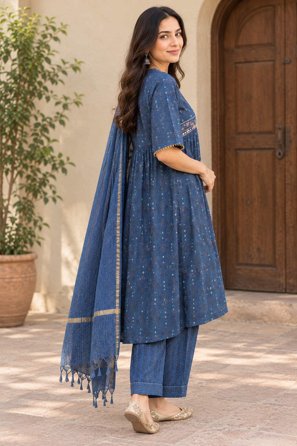 Blue Mirror Work Suit SD 45
