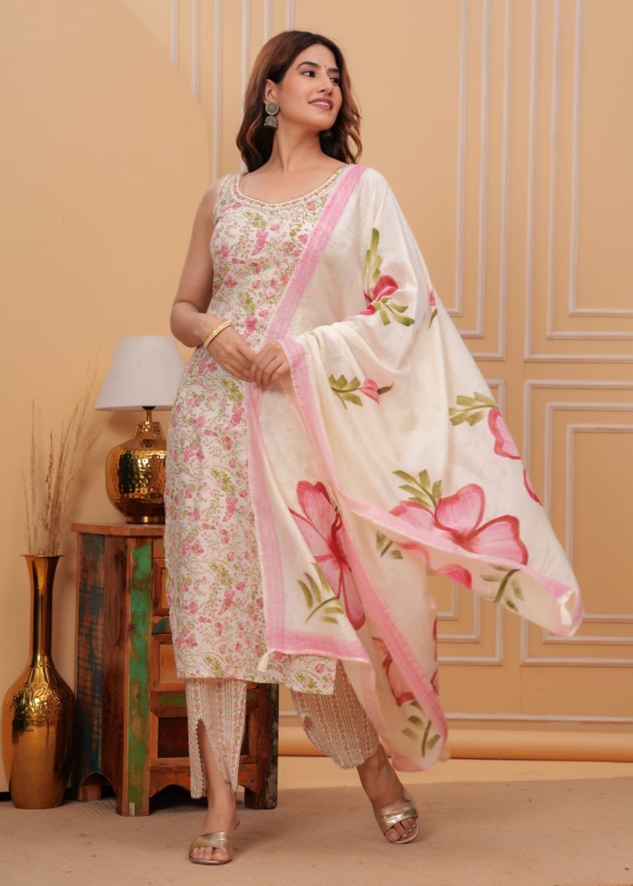 S/L PINK COTTON SUIT KH2