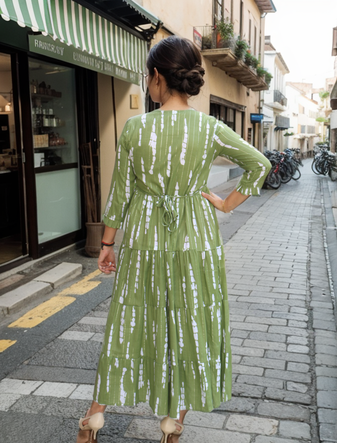 GREEN MIRROR WORK GOWN