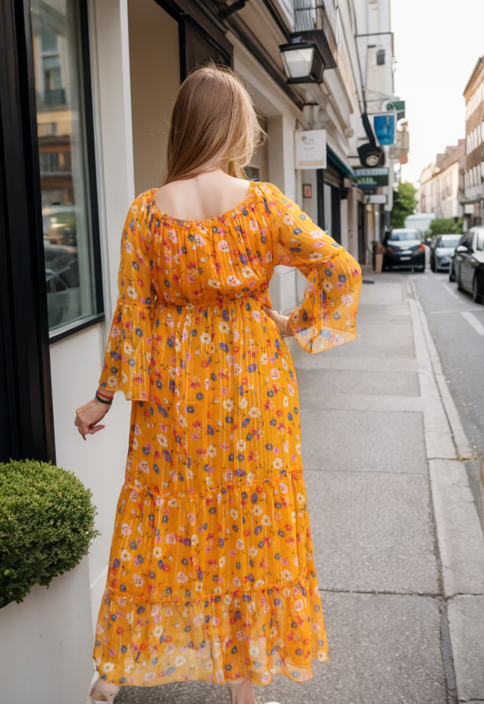 MUSTARD FLORAL GOWN