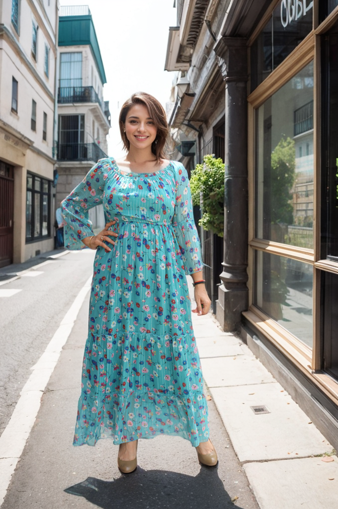 BLUE FLORAL GOWN