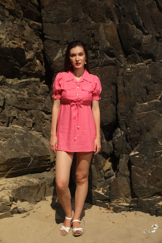 PINK SHIRT DRESS